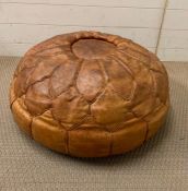 A Moroccan leather hassock pouf ottoman (Dia64cm)