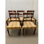 A set of 5 George III mahogany dining chairs (including 1 armchair) inlaid with satinwood banding