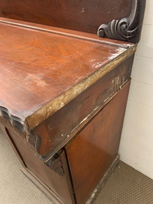 A mahogany pedestal sideboard, the raised back with scroll and foliage carving three drawers above - Image 5 of 9