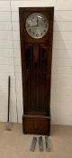 An 1960's oak long case clock art deco style (H187cm W42cm D25cm)