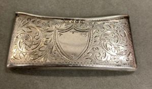 A silver card holder with blank cartouche, hallmarked Birmingham 1905 by Samuel M Levi