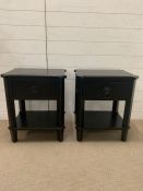 A pair of Laura Ashley Henshaw black bedside (H60cm W50cm D40cm)