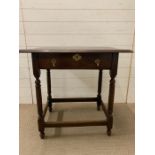 An oak single drawer side table (W 76 cm x 58 cm x 74cm H)