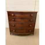 A mahogany bow fronted chest of drawers AF (H87cm W93cm D54cm)