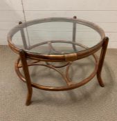 A Glass top bamboo circular table (82 cm Diameter x 45 cm h)