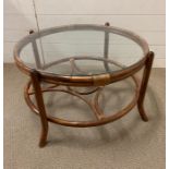 A Glass top bamboo circular table (82 cm Diameter x 45 cm h)