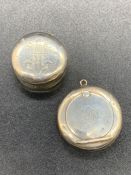 Two hallmarked small silver crested pill box