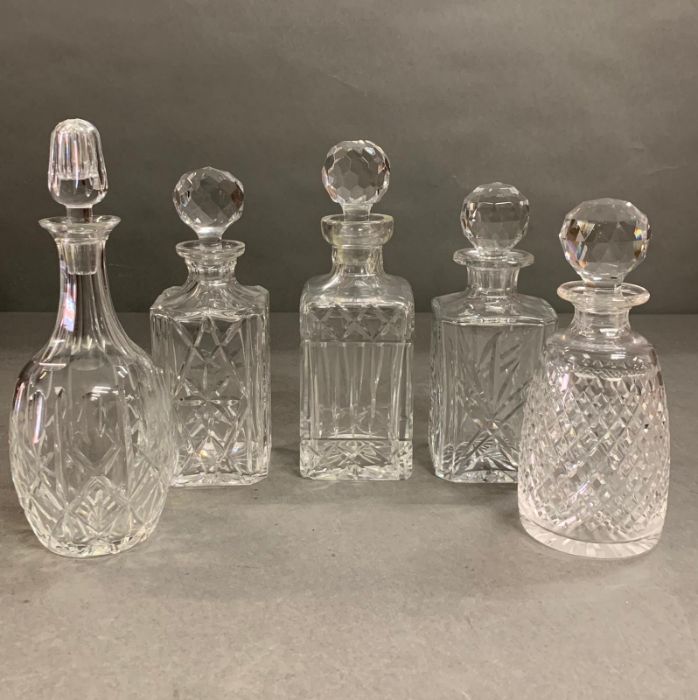A selection of five crystal cut glass decanters - Image 2 of 5