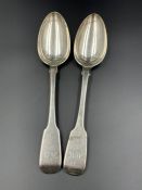 Pair of Georgian spoons, hallmarked for London 1786, makers mark WE (Total Weight 138g)