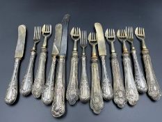 A selection of Continental .800 silver handled cutelry