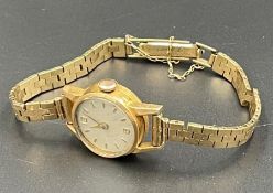 A 9ct gold ladies watch and strap (Total Weight 17.4g)