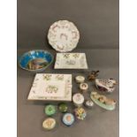 A selection of ceramics including Nao, Beswick along with Halcyon Days enamels