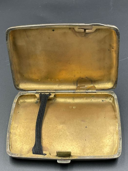 A silver cigarette case by Clark & Sewell, hallmarked for Birmingham 1939 - Image 2 of 3