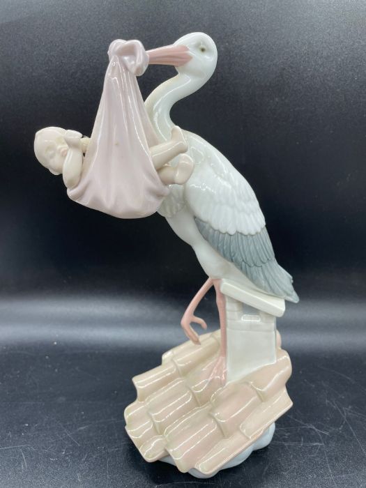 A Lladro figure of a Stork with a Baby - Image 3 of 4