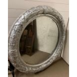A Laurel Leaf themed, plaster circular mirror (Dia 115cm)