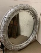 A Laurel Leaf themed, plaster circular mirror (Dia 115cm)