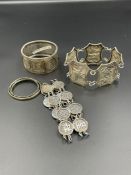 A selection of Chinese silver jewellery to include bracelets, including children's.