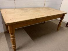 A pine farm house table (H78cm W184cm D92cm)
