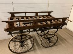 A Victorian coach built funeral bier carriage 19th century casket carriage, full steering arm,