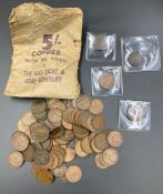 A volume of farthings, in gas light and coke company bag, other Victorian farthings