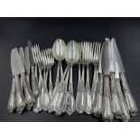 A six place setting Continental silver cutlery service, marked 800. (Six spoons and twelve forks