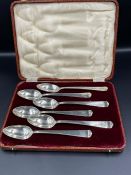 A Boxed set of six teaspoons, hallmarked for Edinburgh, the maker was the clients relative and