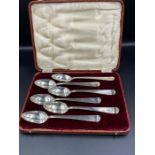 A Boxed set of six teaspoons, hallmarked for Edinburgh, the maker was the clients relative and