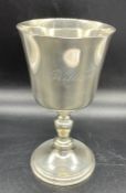 An engraved and hallmarked silver goblet (Total weight 300g)