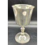 An engraved and hallmarked silver goblet (Total weight 300g)