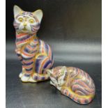 Two Royal Crown Derby Cats