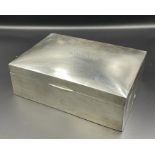 A Silver cigar box, engraved GA to lid, hallmarked for Birmingham and by Charles S Green & Co Ltd