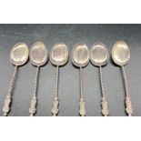 A set of six apostle, silver spoons hallmarked for Birmingham 1906 by William Devenport