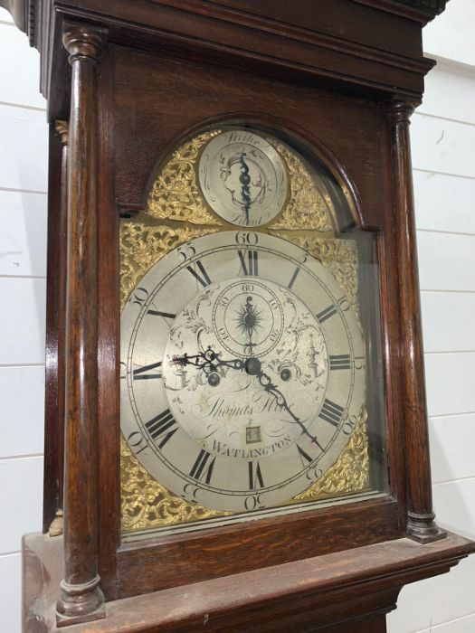 A longcase clock by Thomas Hines of Watlington with mahogany case, Roman numerals - Image 2 of 3