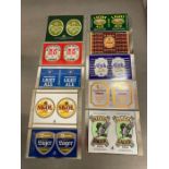 Breweriana, a selection of beer tin labels