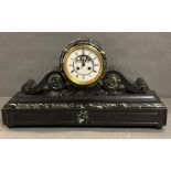 A French and green marble mantle clock