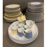 Kahla Germany yellow and blue part dinner sets