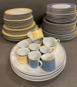 Kahla Germany yellow and blue part dinner sets