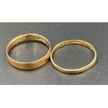 Two 15ct gold wedding bands (2.6 Total Weight)