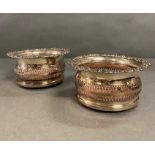 Two silver plate wine coasters (H8.5cm Dia18cm)