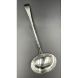 A silver ladle, hallmarked for London 1806, indistinct makers mark