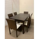 A Casona dining table with six chairs (H75cm W150cm D87cm leaf 42cm)