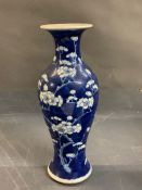 A blue and white cherry blossom vase marked to base (H26cm)