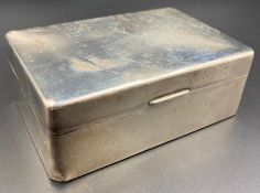 A silver cigarette box, hallmarked for Birmingham by Adie Brothers Ltd, 1927