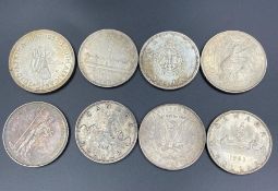 Eight collectable coins 1939 Canadian Dollar, 1952 South Africa 5S, Canadian 1964 Dollar, 1922 US