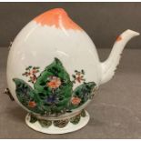 An early (Possibly 1666-1676) Chinese porcelain small teapot, enclosed coverless on base rim