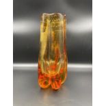 Whitefriars controlled bubble Gold full lead Crystal Vase Des. No. 9772 by Geoffrey Baxter 1978-80 H