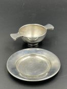 A small silver Quaich by Gilmour & Watson 1912 and a small silver pin dish by Gorham Co