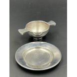 A small silver Quaich by Gilmour & Watson 1912 and a small silver pin dish by Gorham Co