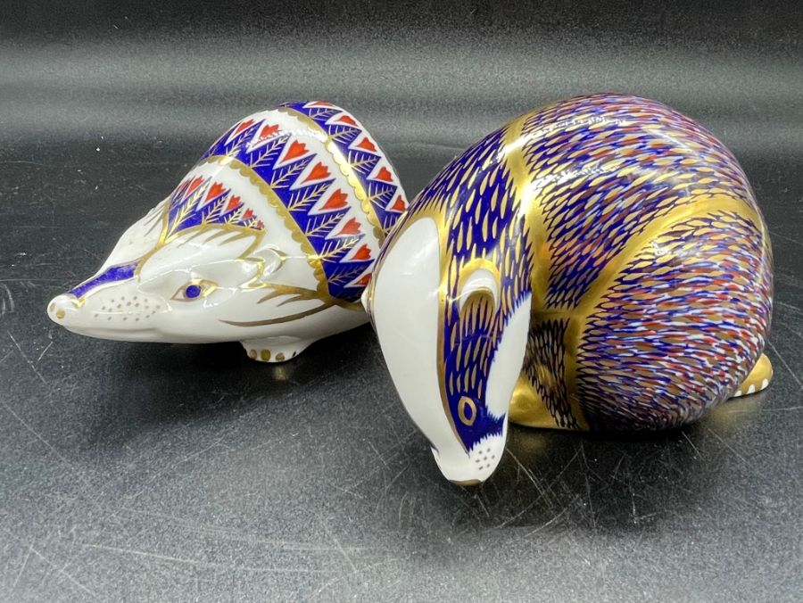 A Royal Crown Derby Hedgehog and a Badger - Image 3 of 4
