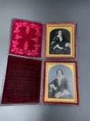 Two framed traveling photographs of ladies